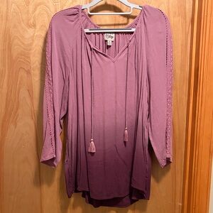 Cato Mauve Long Sleeve Tunic with Tassels